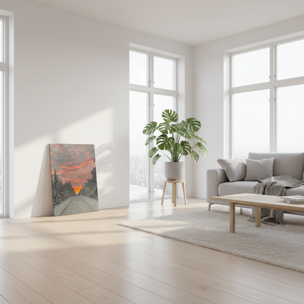 Nordisk soluppgång fine art poster med rika färger och 12-färgstryck