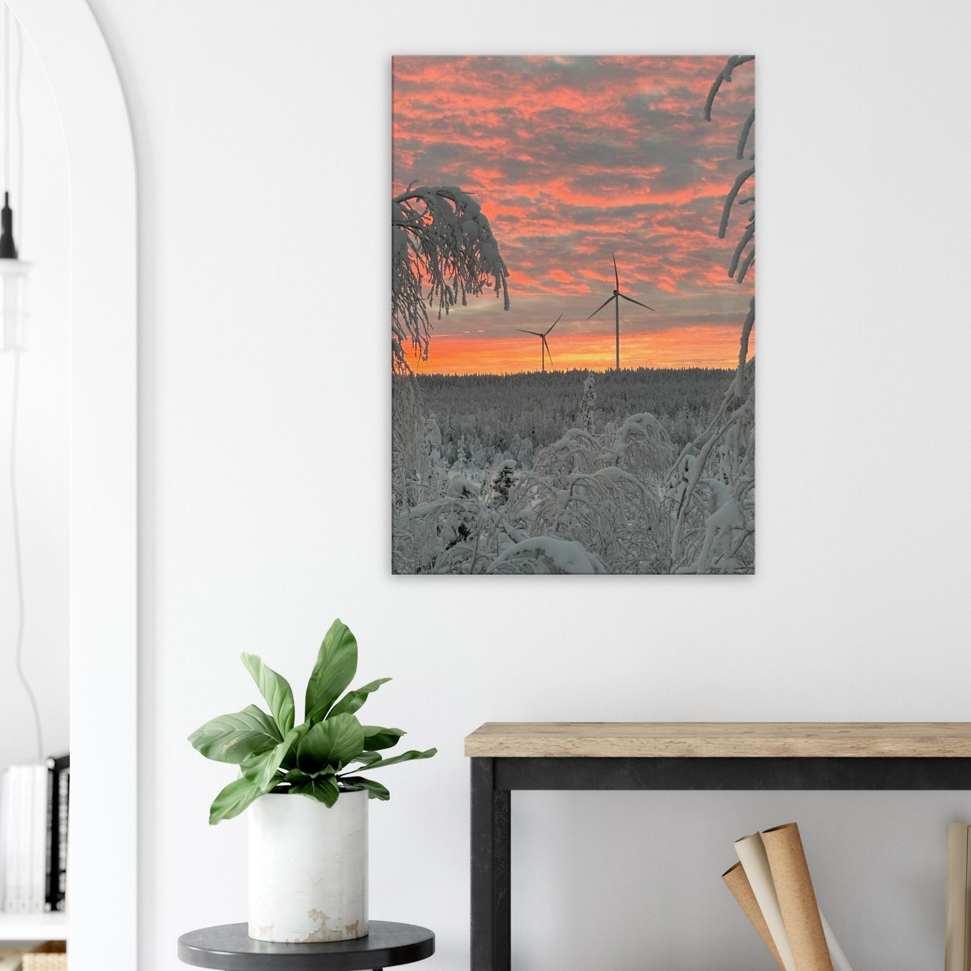 Nordisk utsikt canvas med dramatiskt landskap i tidlös stil
