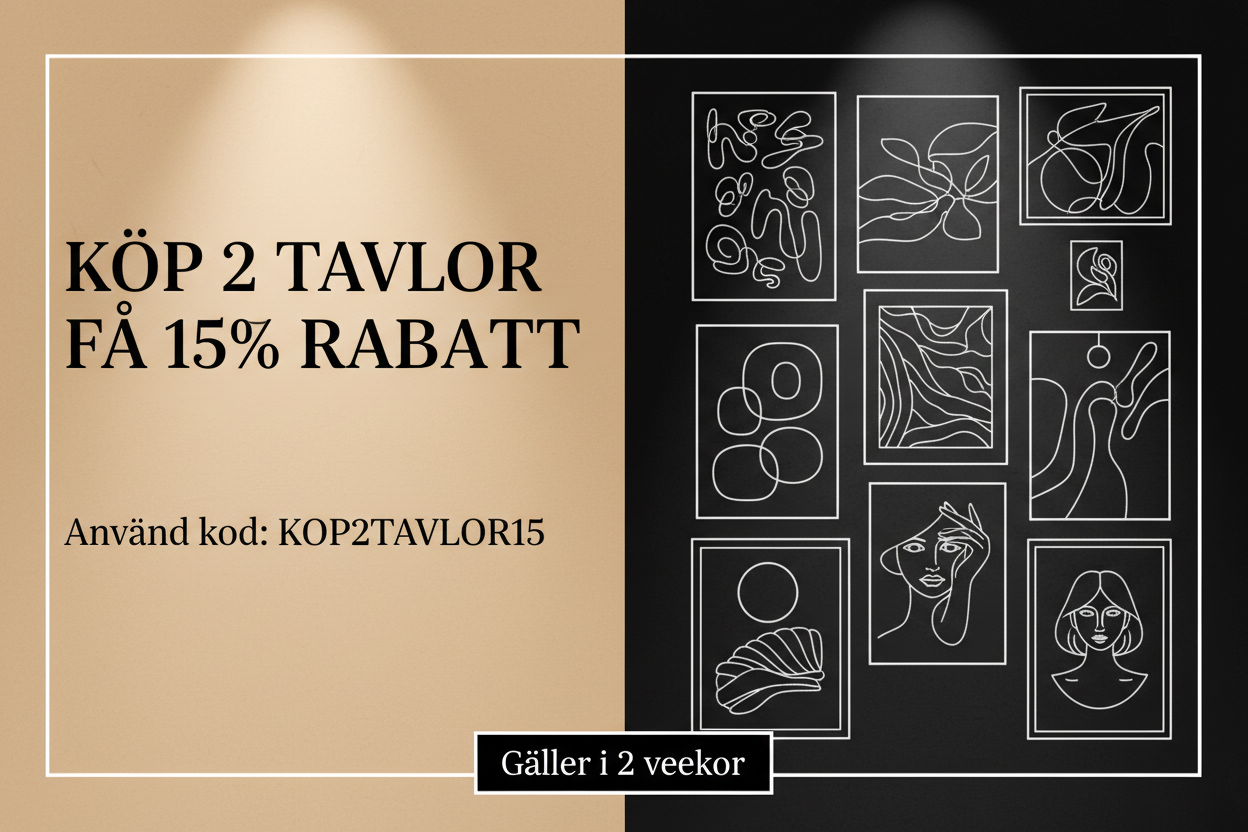 Kampanjbanner - Köp 2 tavlor få 15% rabatt - Gäller i 2 veckor